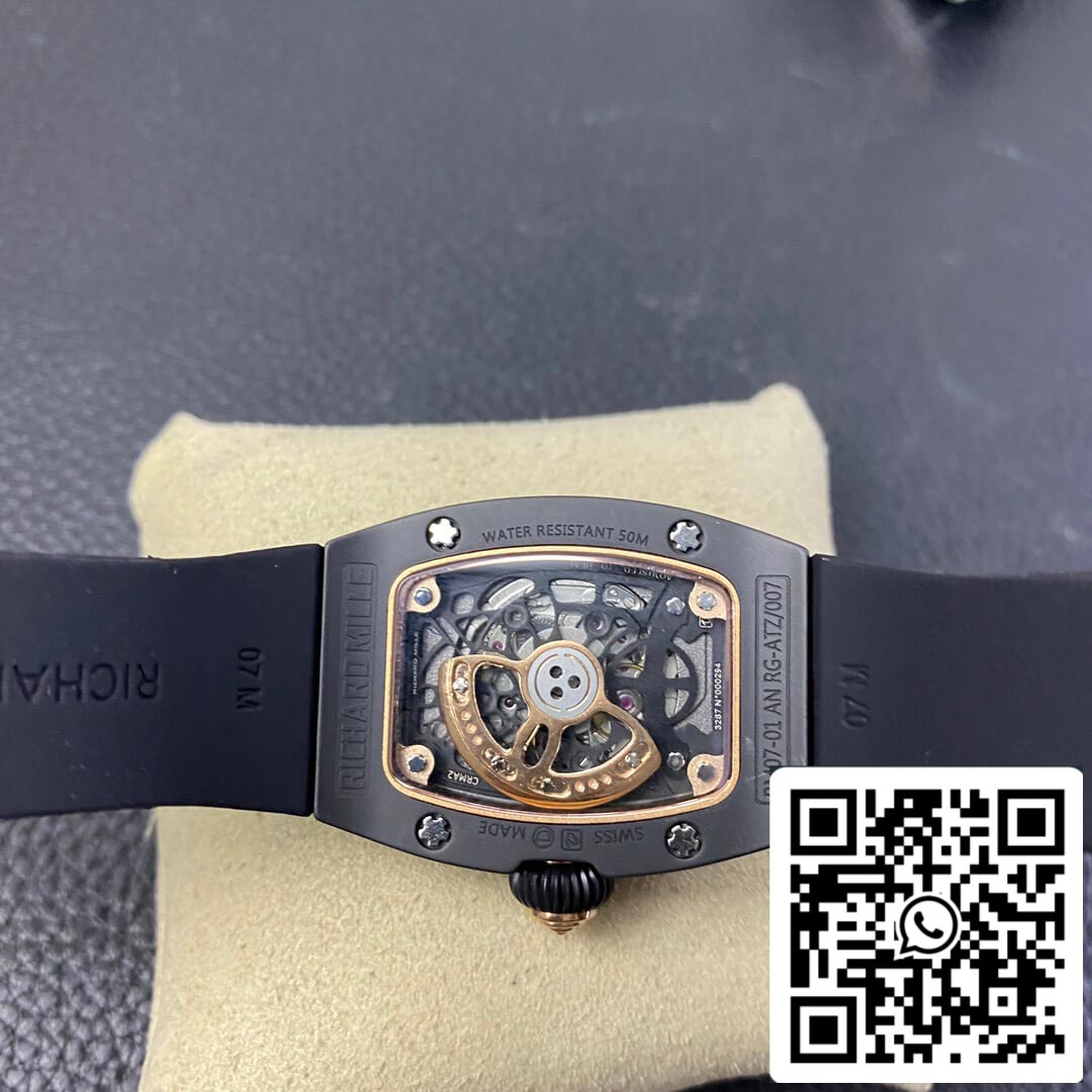 Richard Mille RM 07-01 1:1 Best Edition RM Fabbrica Black Rubber cinturino