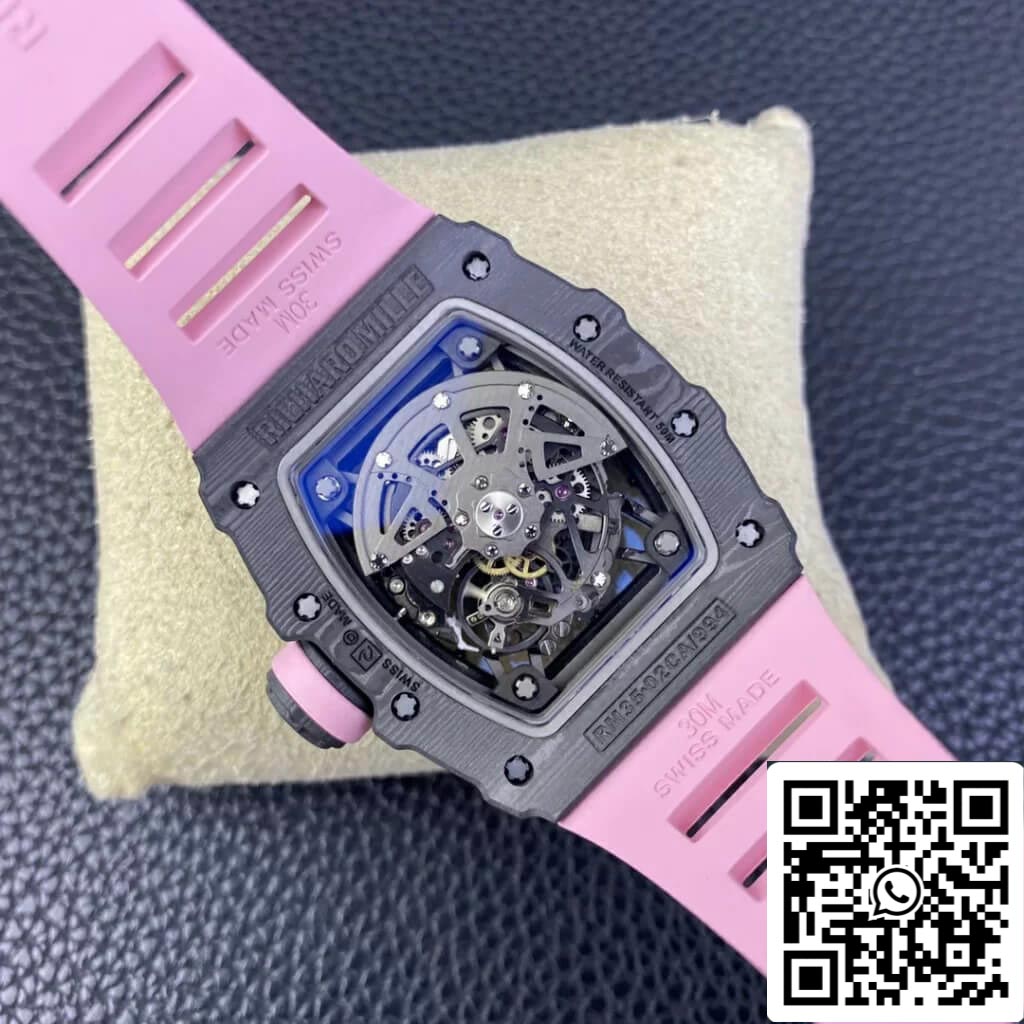 Richard Mille RM35-02 1:1 Best Edition T+ Fabbrica NTPT Carbon Fiber Pink Rubber cinturino