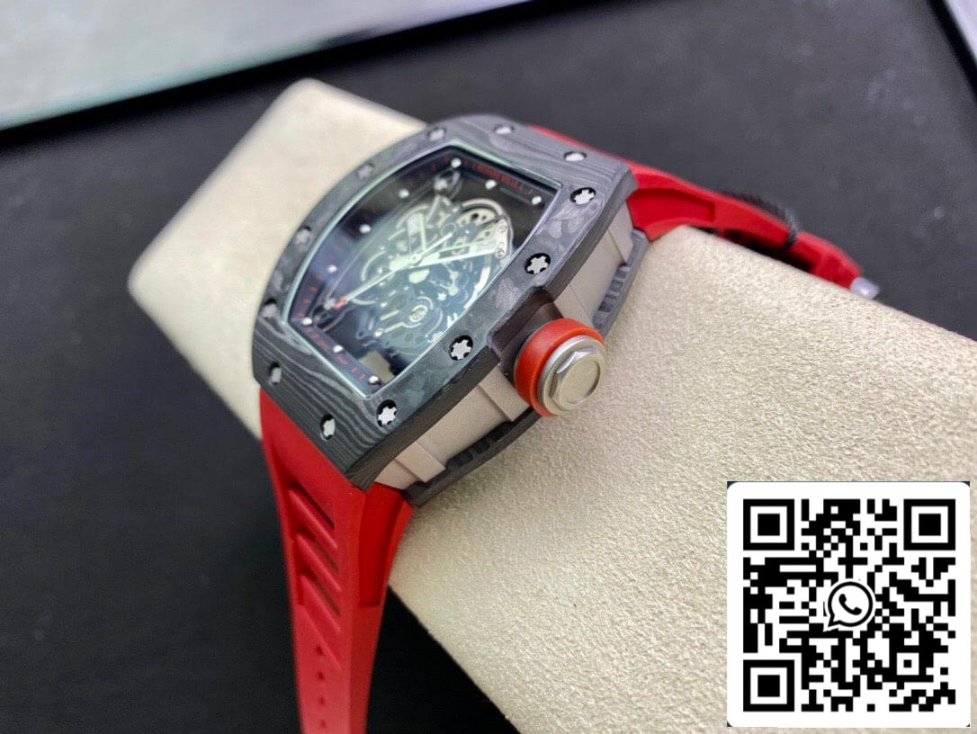 Richard Mille RM055 1:1 Best Edition KV Fabbrica V2 Cinturón de fibra de carbono rojo
