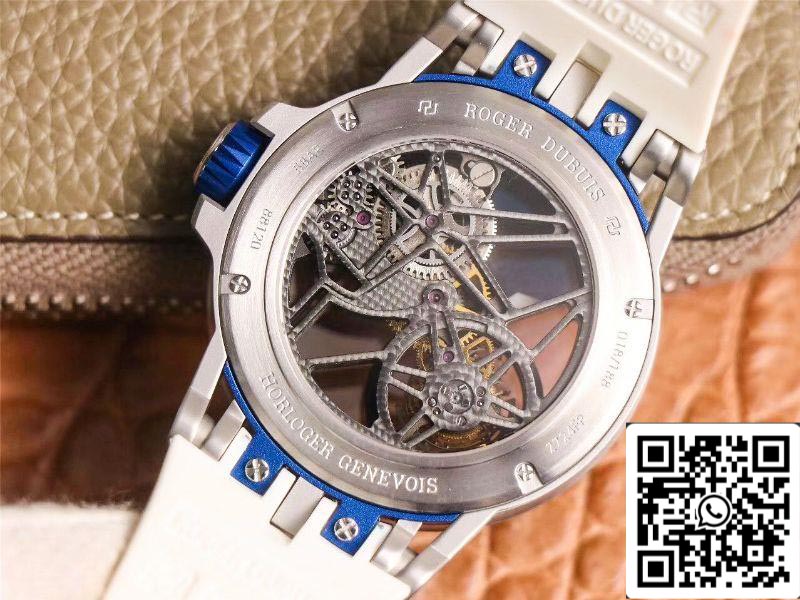Roger Dubuis Excalibur RDDBEX0622 Tourbillon JB Fabbrica 1:1 edição melhor Blue Hollow Dial Swiss RD505SQ