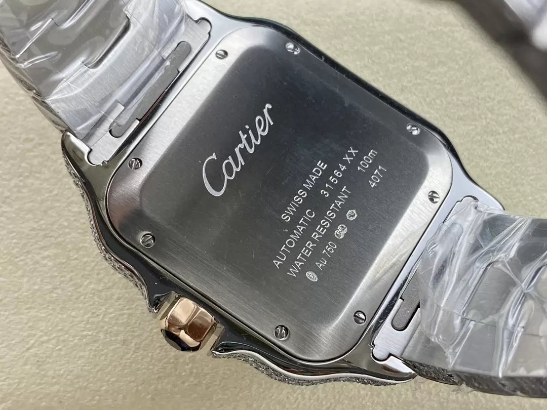 Santos De Cartier Diamond Watches quadrante blu 1:1 edizione migliore AMG Fabbrica Swarovski Stone