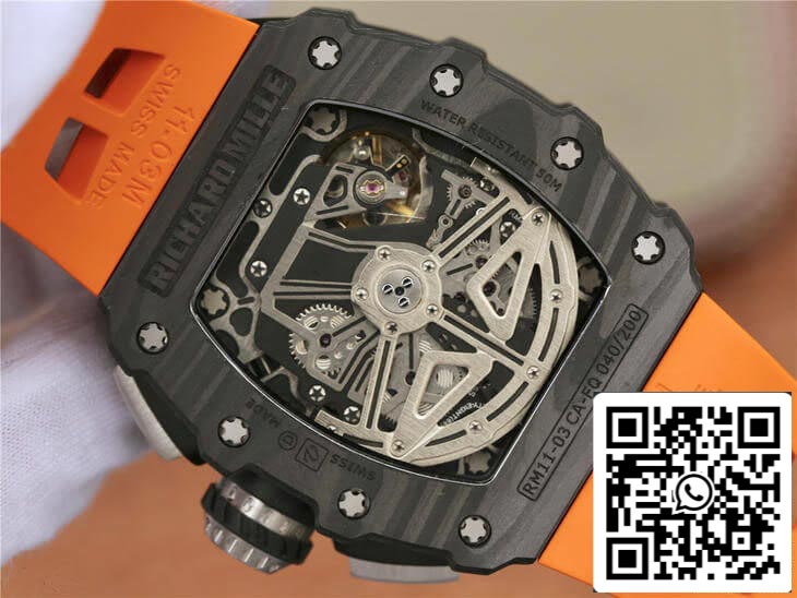 Richard Mille RM11-03 1:1 Best Edition KV Fabbrica Carbon Fiber Orange cinturino