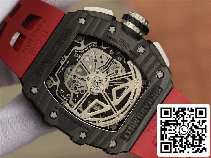 Richard Mille RM11-03 1:1 Best Edition KV Fabbrica Carbon Fiber Red cinturino