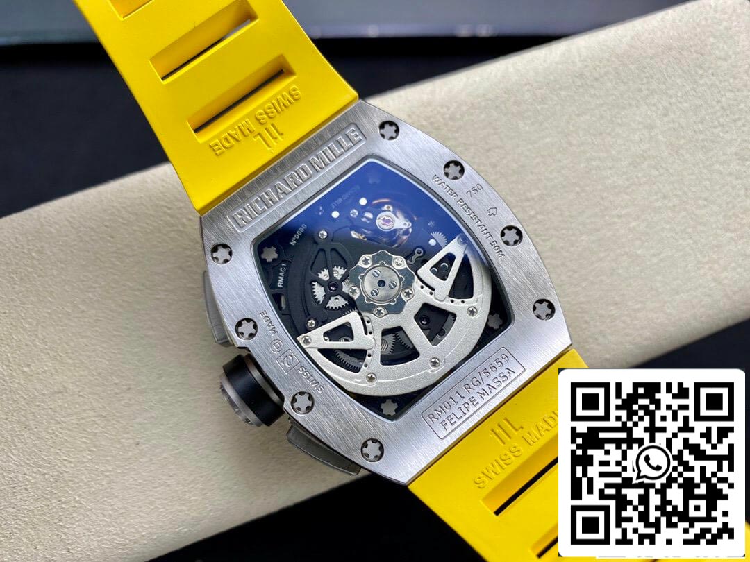 Richard Mille RM11 1:1 Best Edition KV Fabbrica Titanium Yellow cinturino