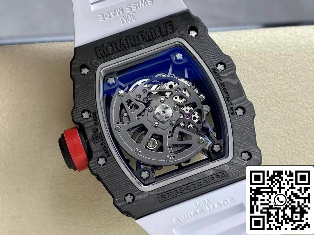 Richard Mille RM35-02 1:1 Best Edition T+ Fabbrica Carbon Fiber White cinturino