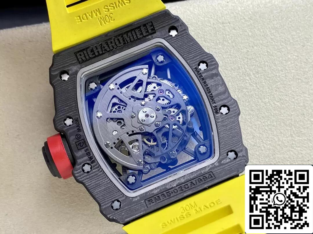 Richard Mille RM35-02 1:1 Best Edition T+ Fabbrica NTPT Carbon Fiber Yellow cinturino
