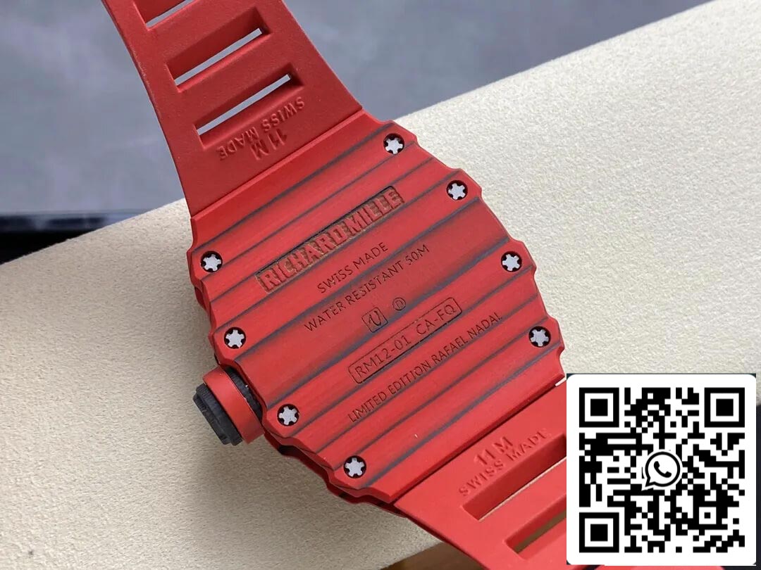 Richard Mille RM12-01 Tourbillon 1:1 Best Edition RM Fabbrica Red Rubber cinturino