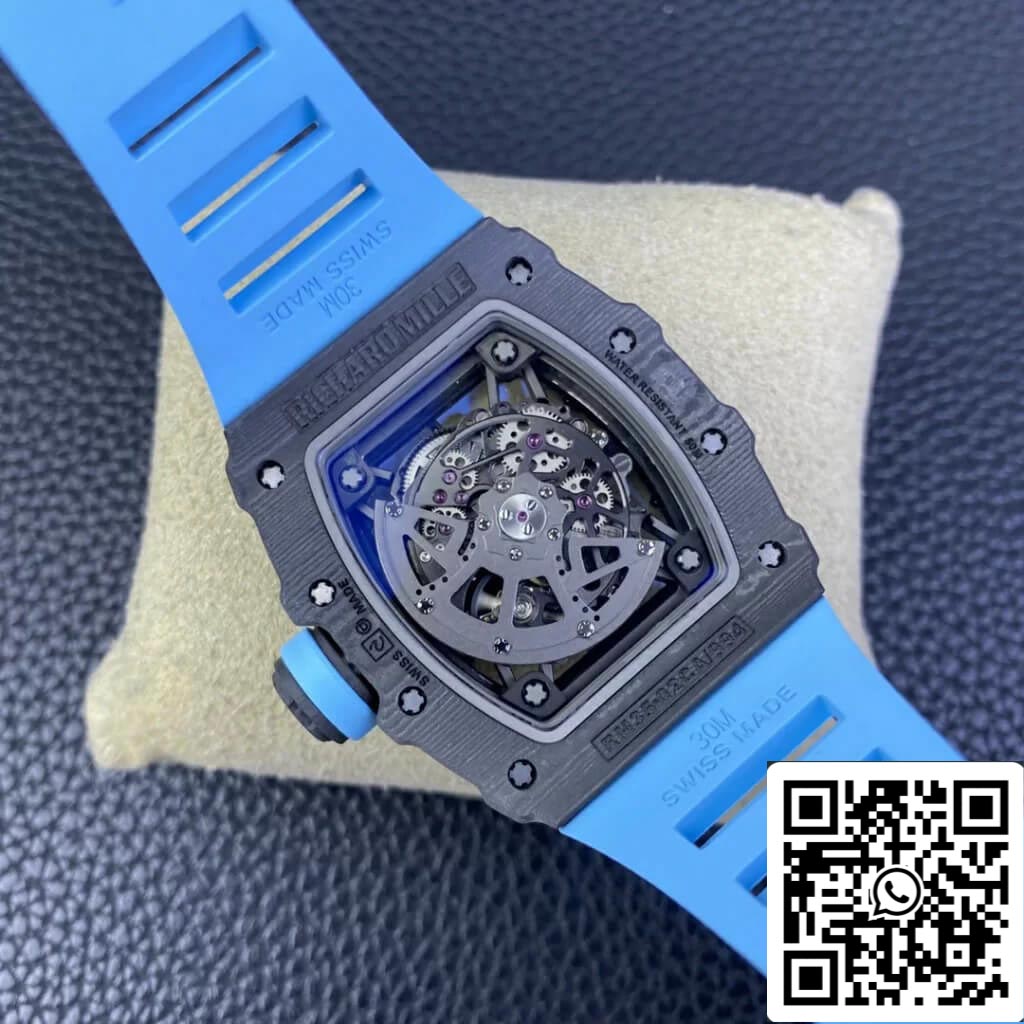 Richard Mille RM35-02 1:1 Best Edition T+ Fabbrica NTPT Carbon Fiber Blue Rubber cinturino
