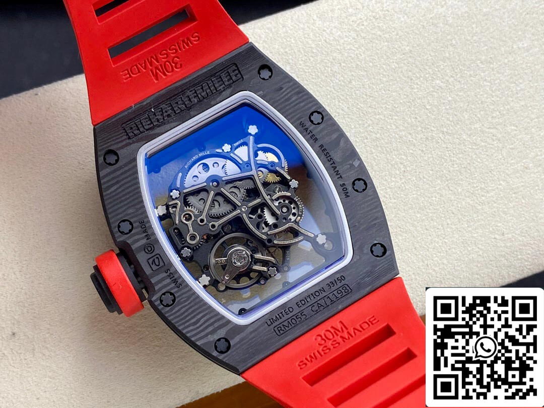 Richard Mille RM-055 1:1 edizione migliore BBR Fabbrica Red cinturino