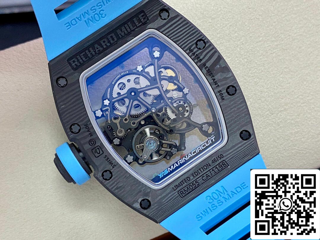 Richard Mille RM-055 1:1 edizione migliore BBR Fabbrica Blu cinturino