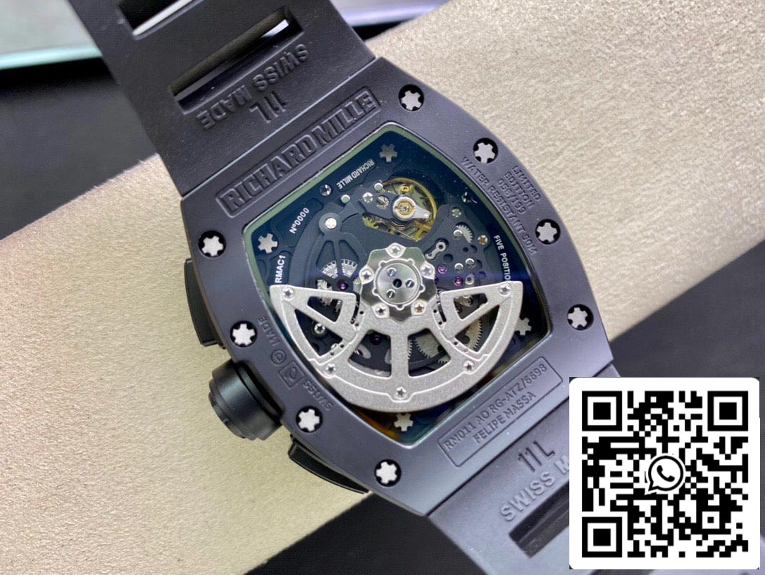 Richard Mille RM011 1:1 Best Edition KV Fabbrica Ceramic Black cinturino
