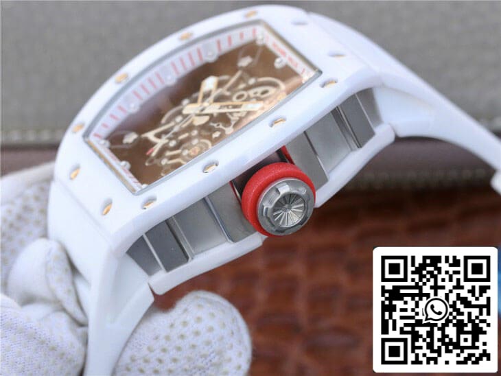 Richard Mille RM055 1:1 Mejor Edición KV Fabbrica Cinturino de Goma Blanco