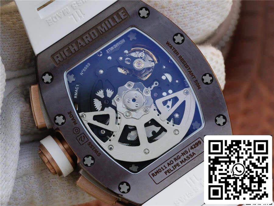 Richard Mille RM011 1:1 Best Edition KV Fabbrica Ceramic White cinturino