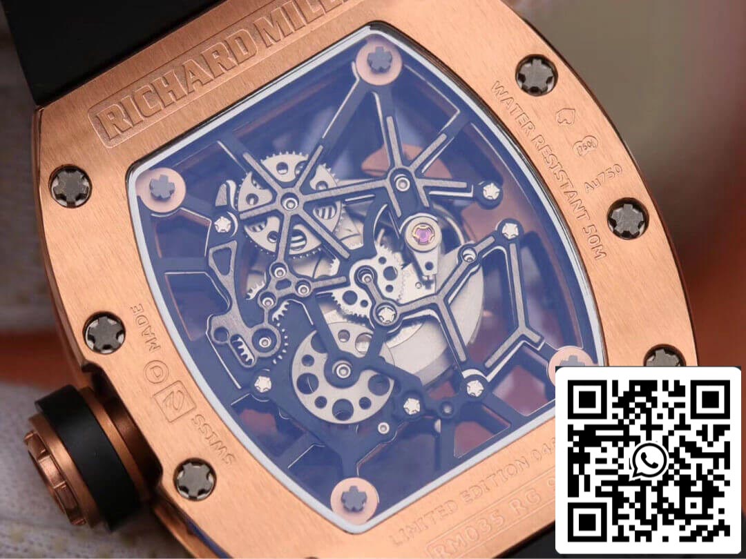 Richard Mille RM035 Americas KV Fabbrica 1:1 Best Edition Rose Gold Black cinturino
