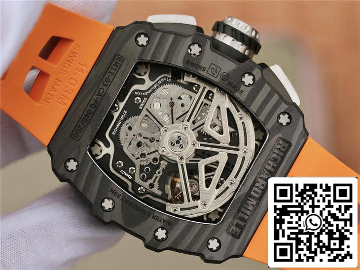 Richard Mille RM11-03 1:1 Best Edition KV Fabbrica Carbon Fiber Orange cinturino