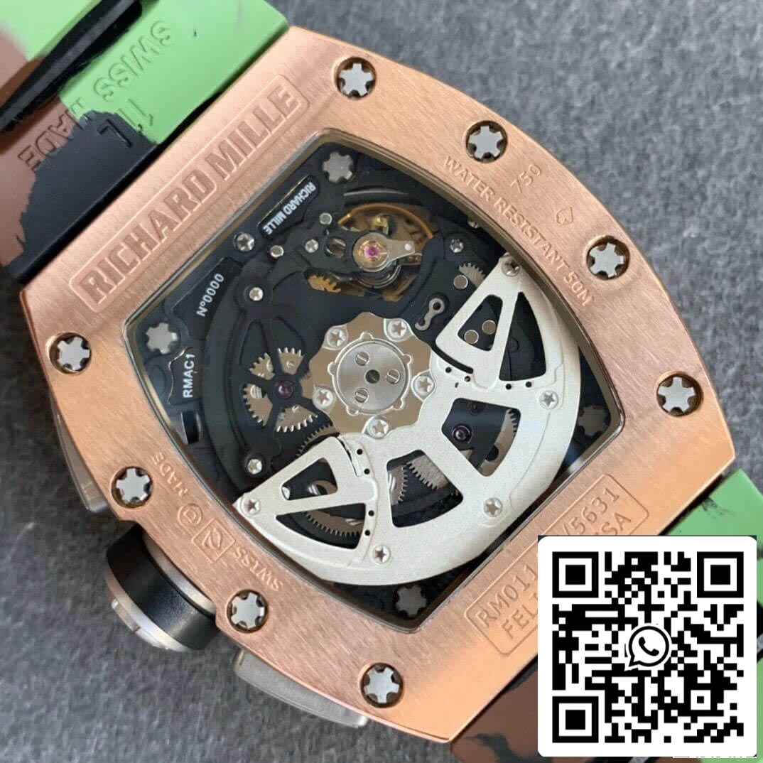Richard Mille RM11 1:1 Best Edition KV Fabbrica Rose Gold Camouflage cinturino