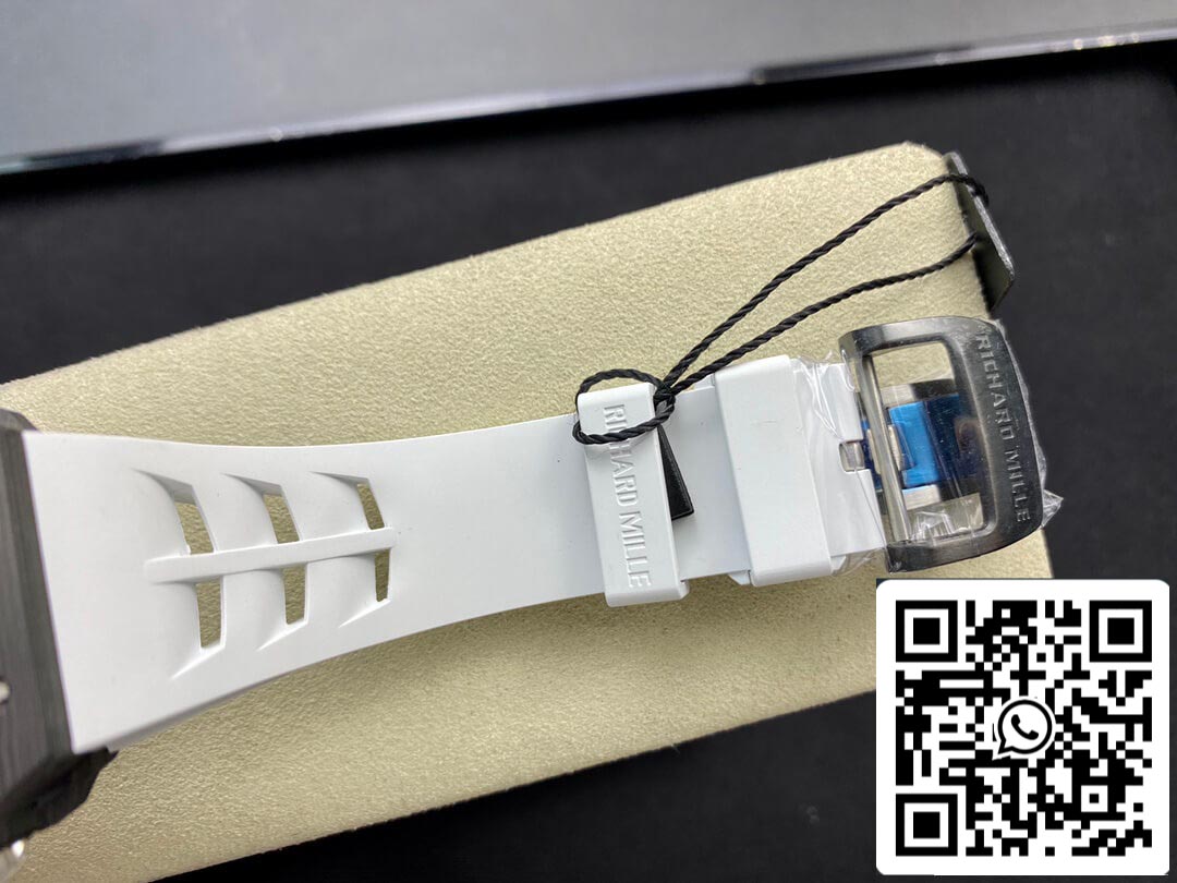 Richard Mille RM011-03 1:1 Best Edition KV Fabbrica Carbon Fiber White cinturino