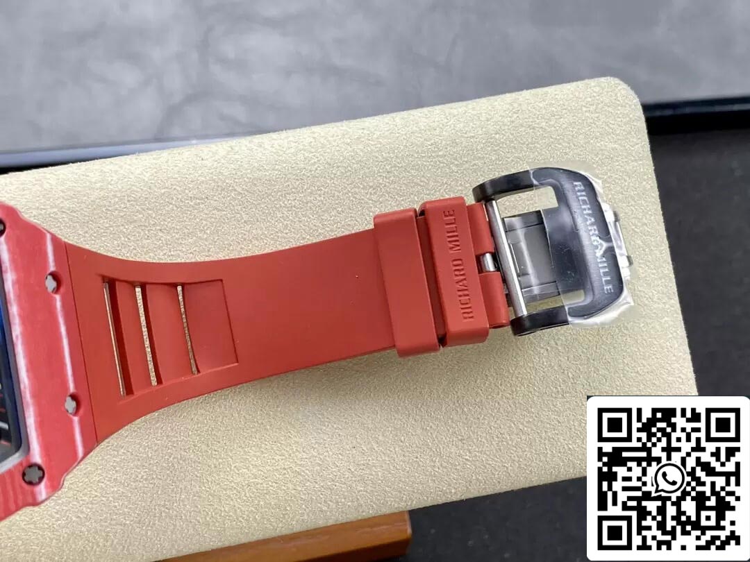Richard Mille RM35-02 1:1 Best Edition T+ Fabbrica Carbon Fiber Red Rubber cinturino