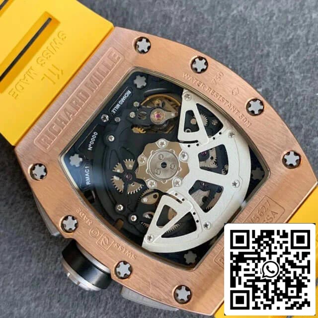 Richard Mille RM011 1:1 Best Edition KV Fabbrica Rose Gold Rubber cinturino
