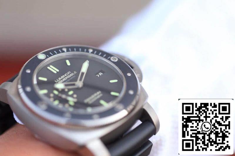 Panerai Luminor Submersible PAM389 VS Fabbrica 1:1 edizione migliore Swiss ETA P9000 Nero Gomma cinturino