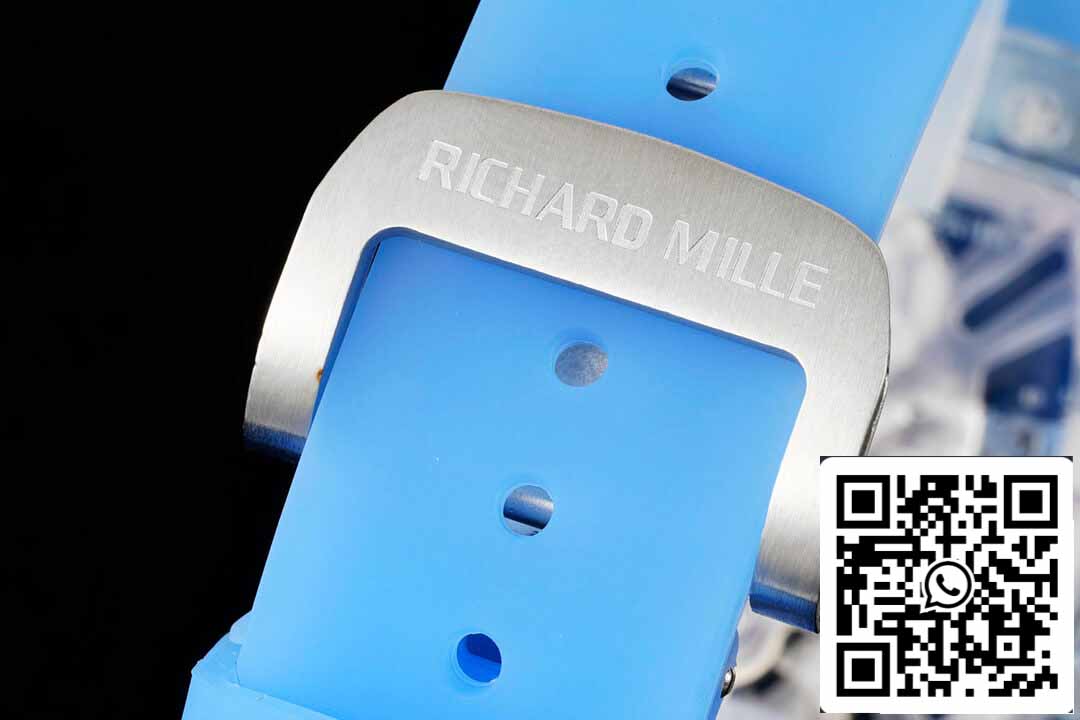 Richard Mille RM12-01 1:1 Best Edition RM Fabbrica Tourbillon Transparent Version Blue cinturino