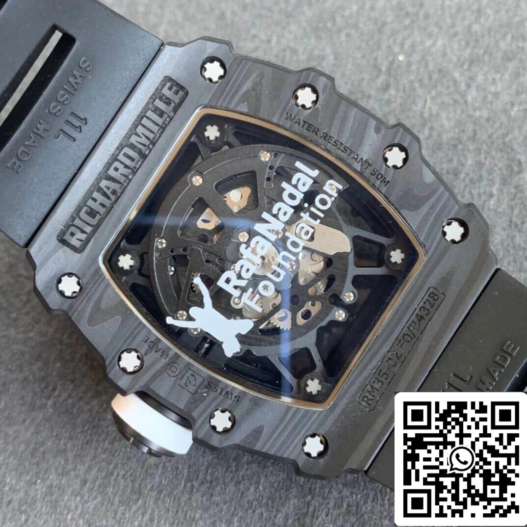 Richard Mille RM035-02 1:1 Best Edition KV Fabbrica Carbon Fiber Black cinturino