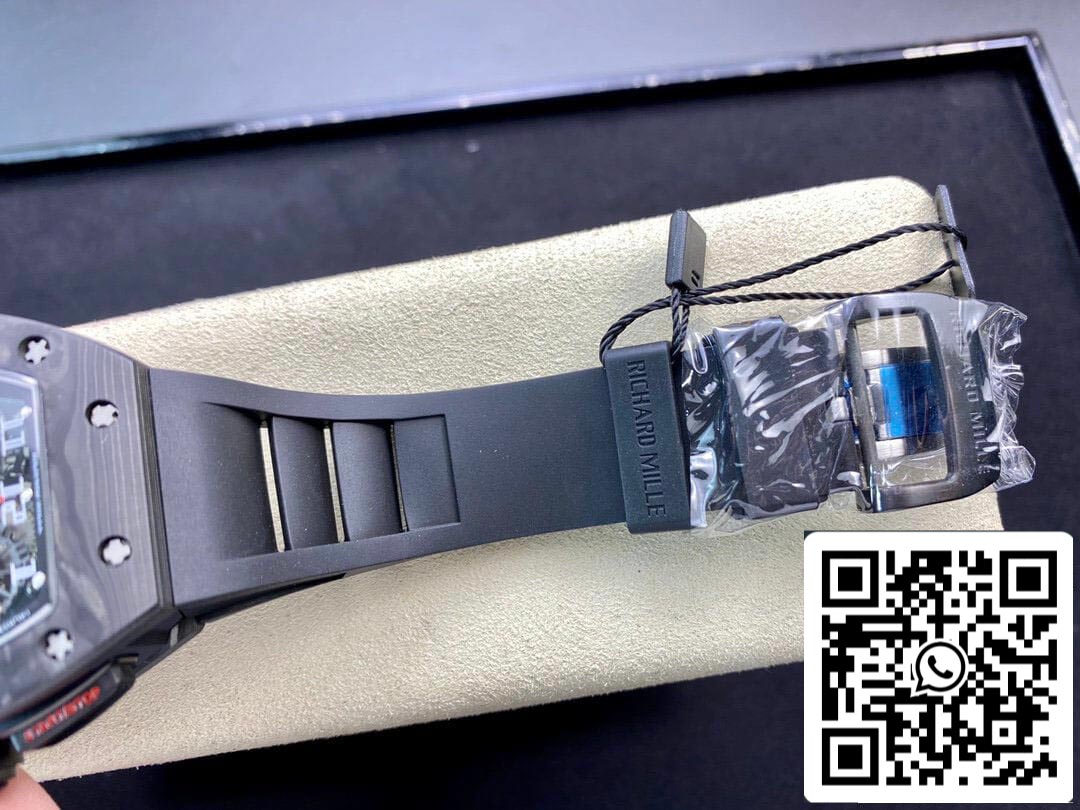 Richard Mille RM011 1:1 Best Edition KV Fabbrica Carbon Fiber Black Rubber cinturino