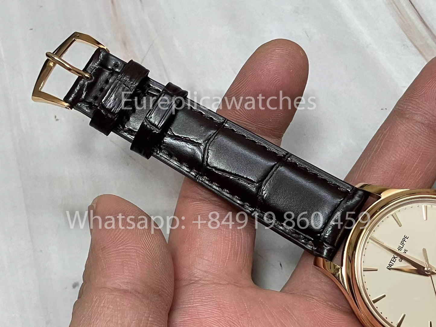 Patek Philippe Calatrava 5227G Rosa Oro 1:1 edizione migliore 3K Fabbrica Brown Pelle cinturino