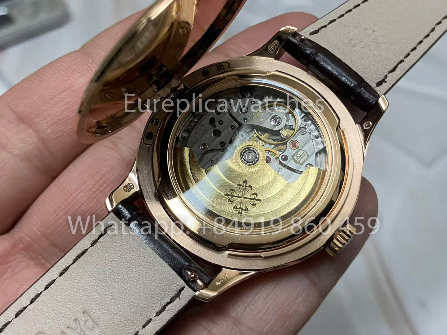 Patek Philippe Calatrava 5227G Rosa Oro 1:1 edizione migliore 3K Fabbrica Brown Pelle cinturino