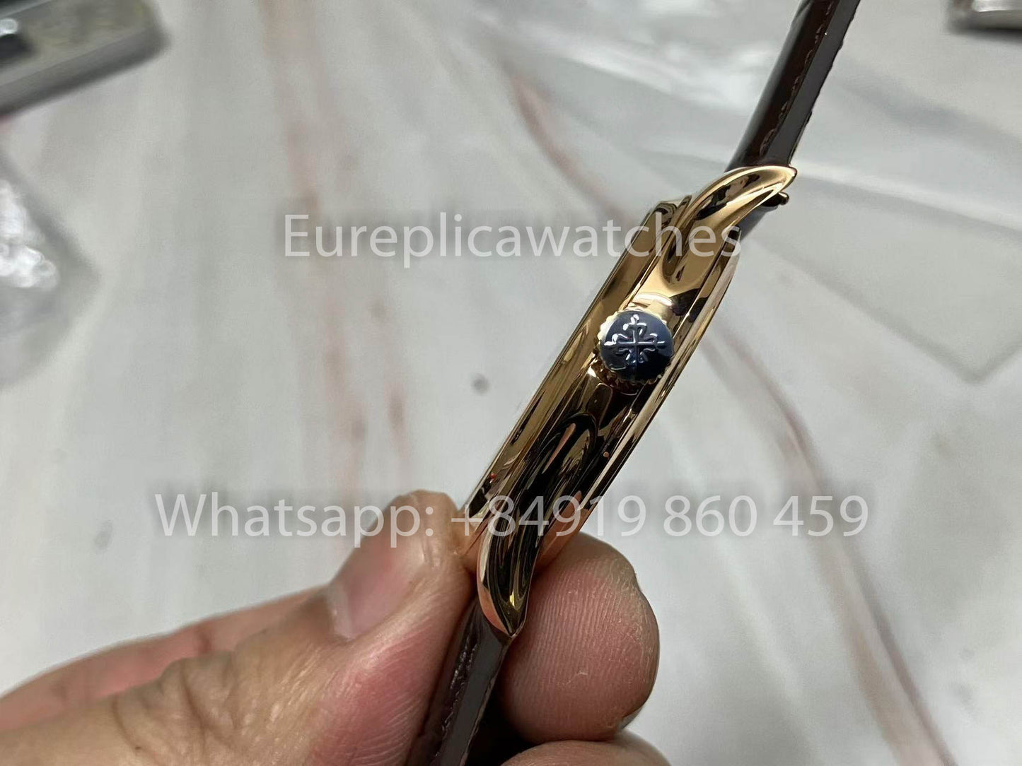 Patek Philippe Calatrava 5227G Rosa Oro 1:1 edizione migliore 3K Fabbrica Brown Pelle cinturino