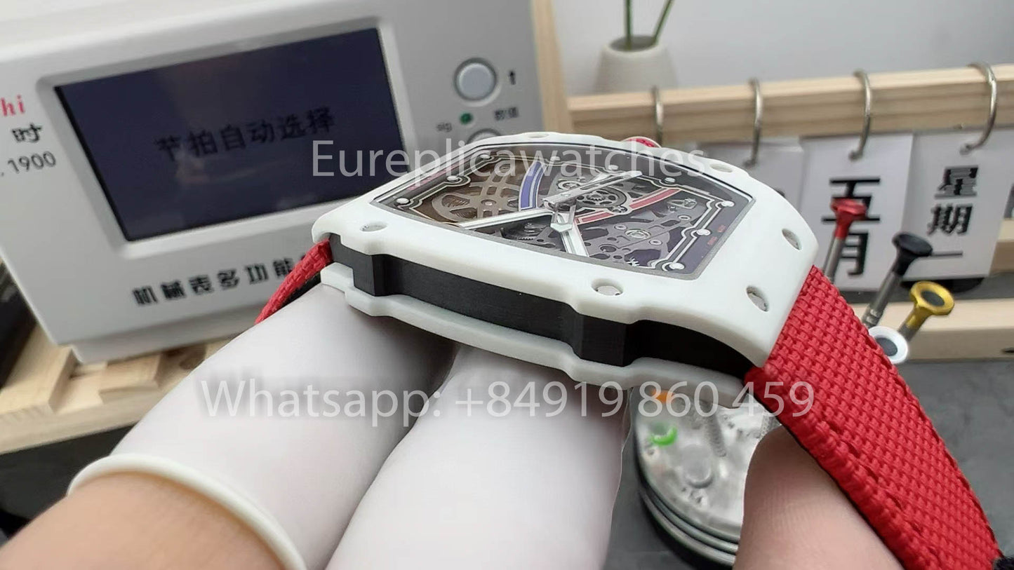 replica Richard Mille RM67-02 Charles Leclerc White Carbon NTPT 1:1 Best Clone V5 Newest Version