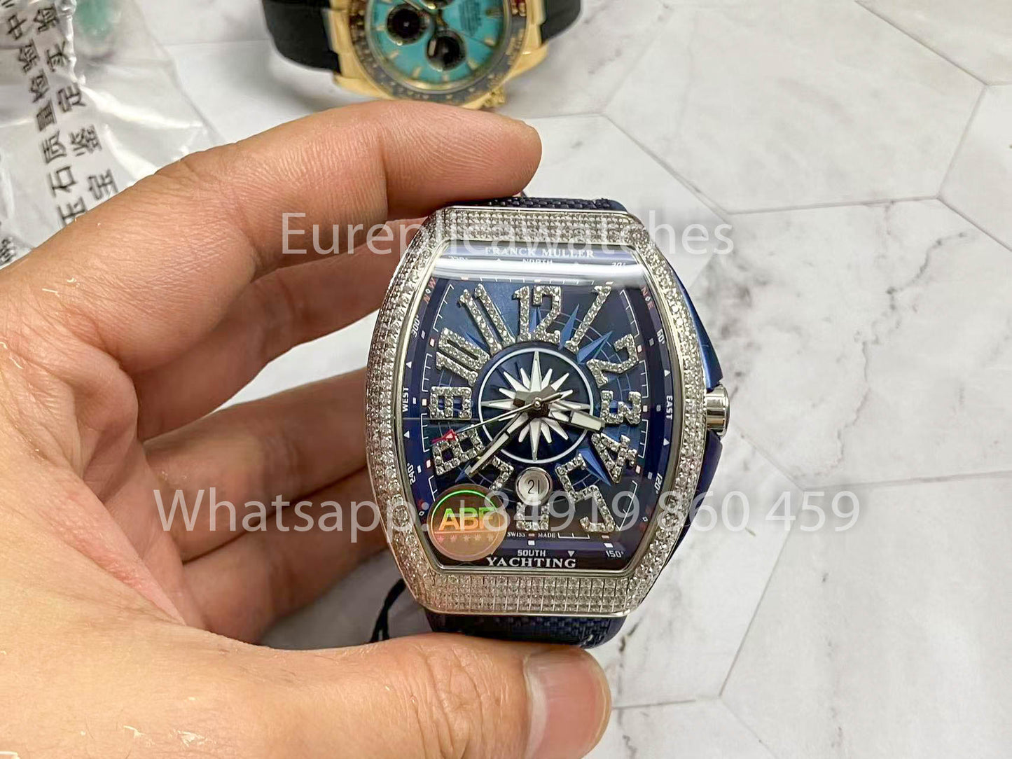 Franck Muller Mens Collection V45 SC DT Yachting 1:1 Best Edition ZF Fabbrica Blue Dial Swiss ETA9015