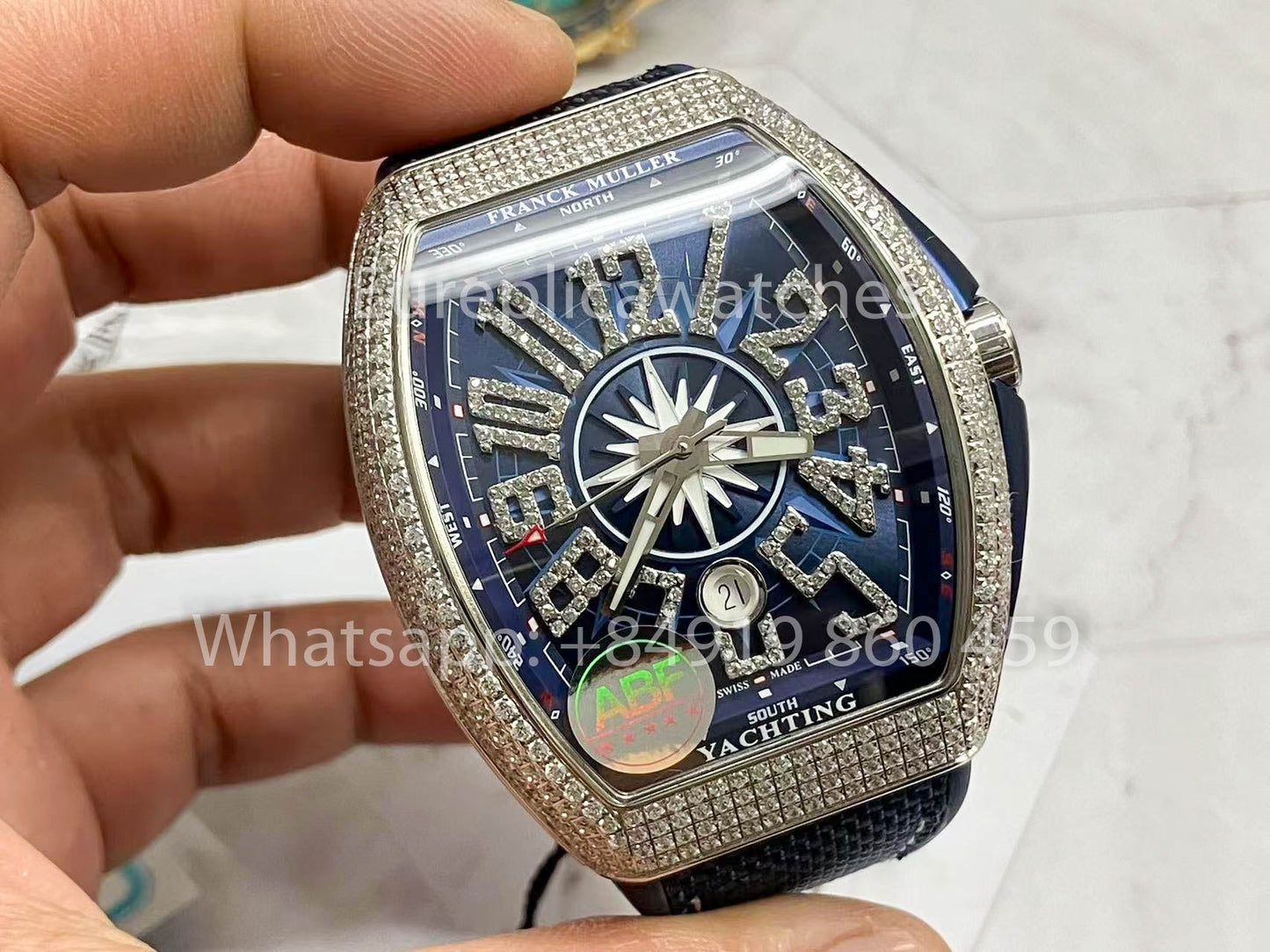 Franck Muller Mens Collection V45 SC DT Yachting 1:1 Best Edition ZF Fabbrica Blue Dial Swiss ETA9015