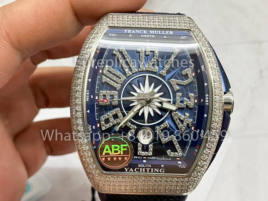 Franck Muller Mens Collection V45 SC DT Yachting 1:1 Best Edition ZF Fabbrica Blue Dial Swiss ETA9015