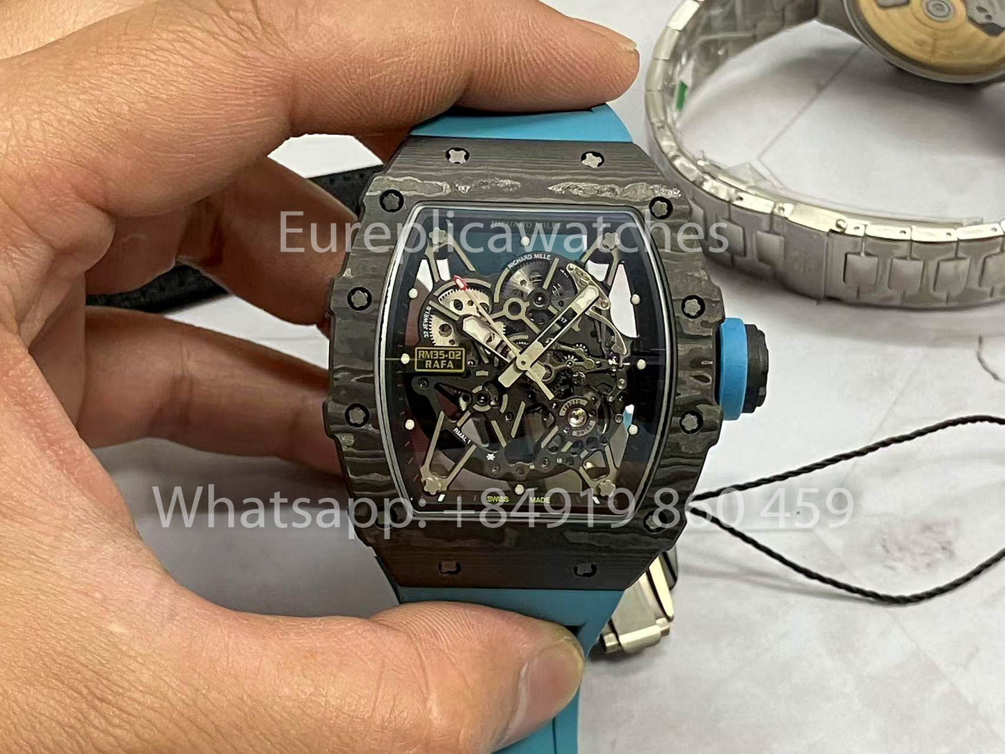 Richard Mille RM035-02 1:1 Best Clone R7 Fabbrica NTPT Carbon Case Blue cinturino