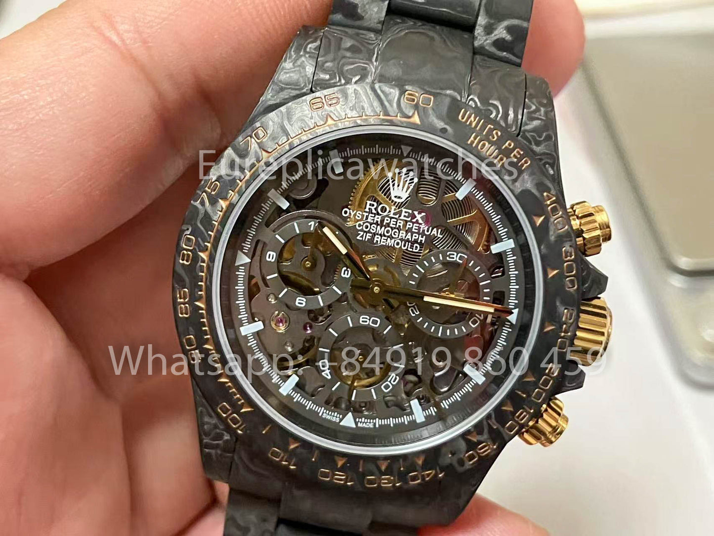 Rolex Daytona Carbonio Shadow em Ouro ZIF REMOULD 1:1 Melhor Clone Relógio Personalizado