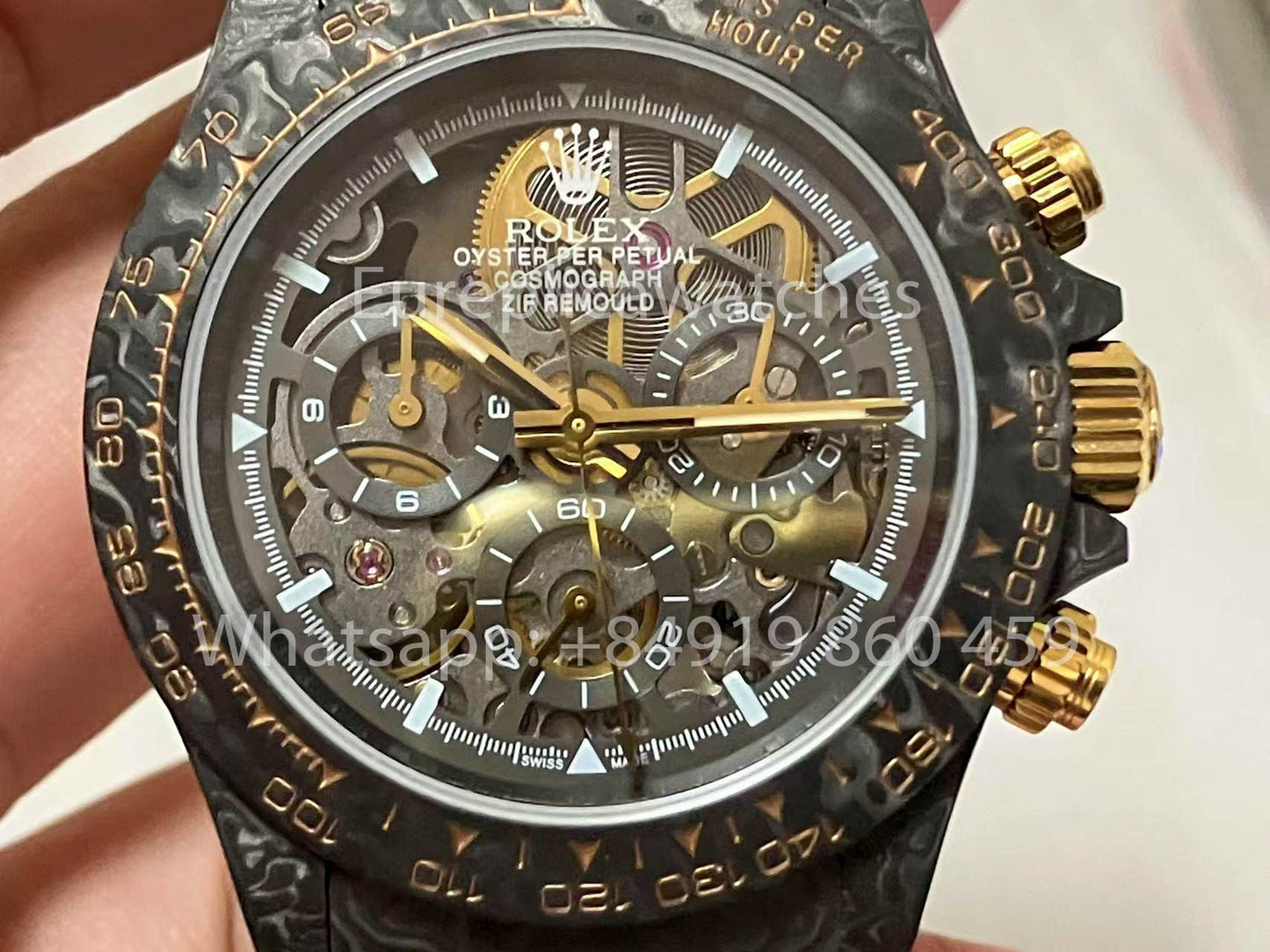 Rolex Daytona Carbonio Shadow em Ouro ZIF REMOULD 1:1 Melhor Clone Relógio Personalizado