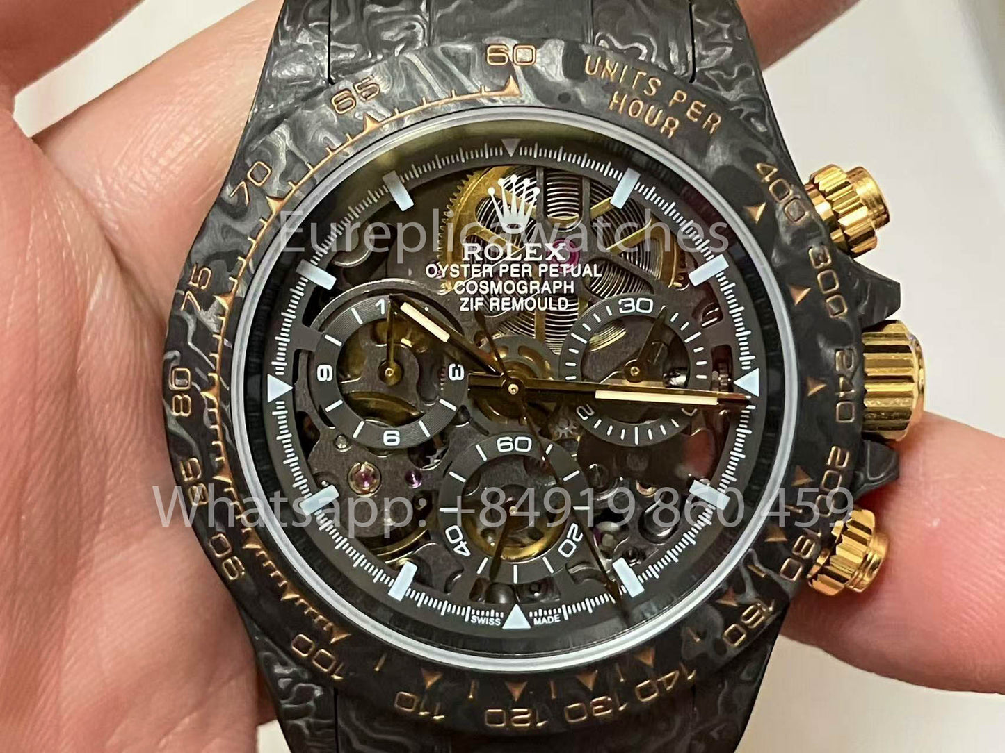 Rolex Daytona Carbonio Shadow em Ouro ZIF REMOULD 1:1 Melhor Clone Relógio Personalizado