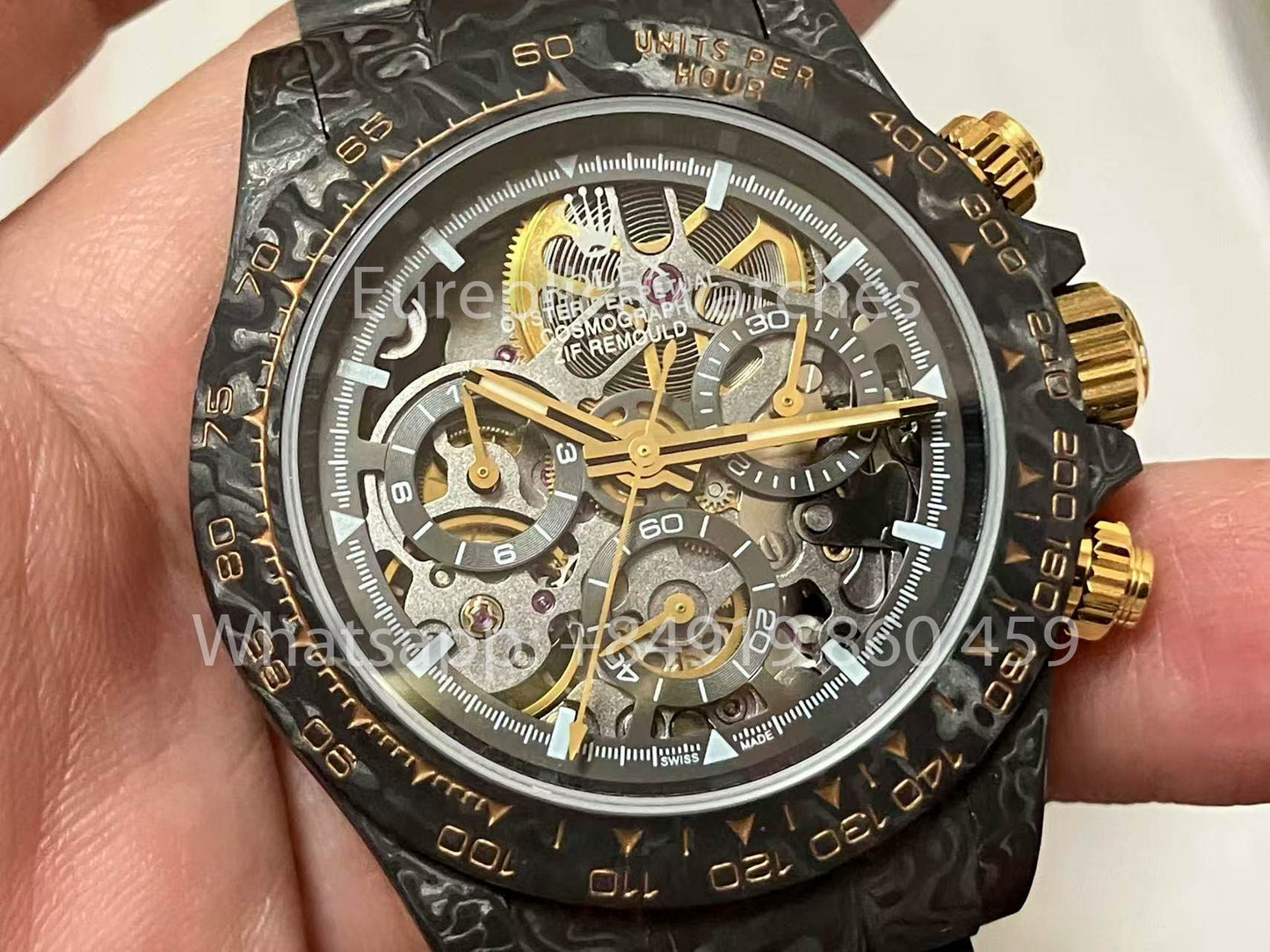 Rolex Daytona Carbonio Shadow em Ouro ZIF REMOULD 1:1 Melhor Clone Relógio Personalizado