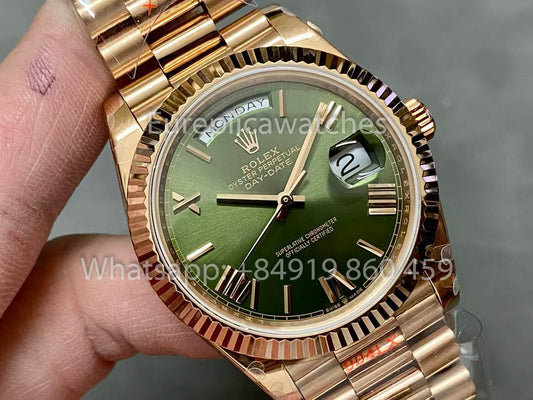 Rolex Day Date 40 228235 Rose Gold Green Dial versione migliore 1:1 QF Fabbrica
