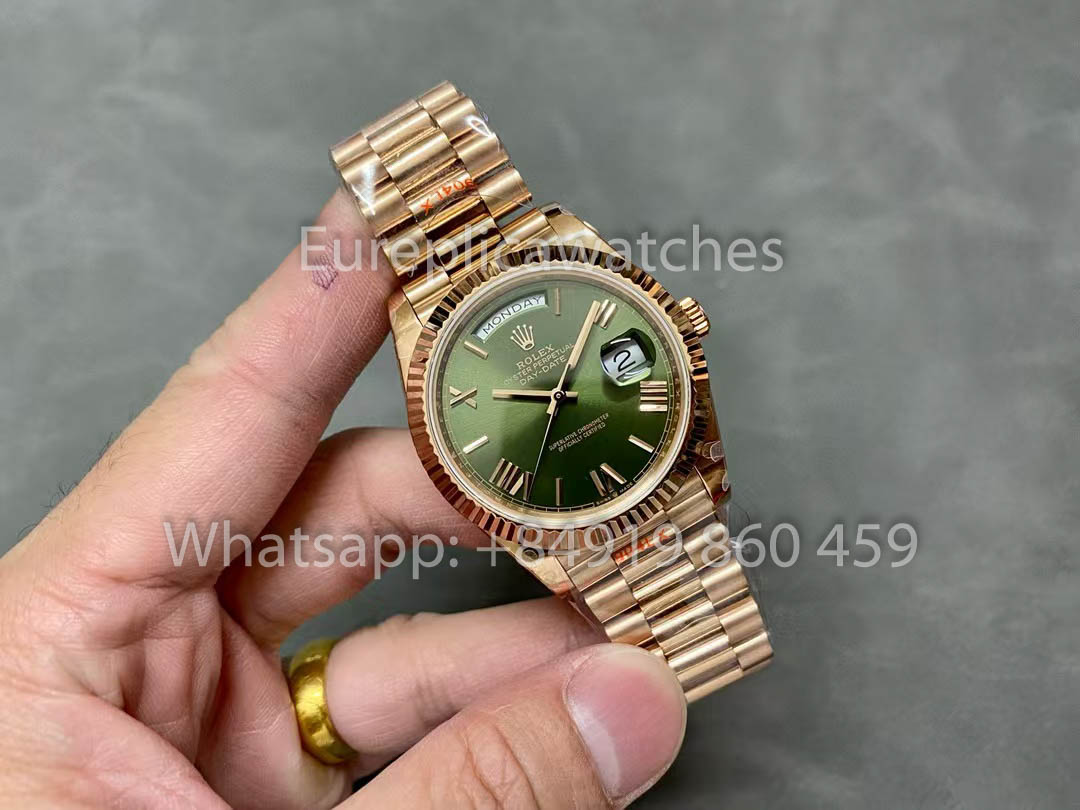 Rolex Day Date 40 228235 Rose Gold Green Dial versione migliore 1:1 QF Fabbrica