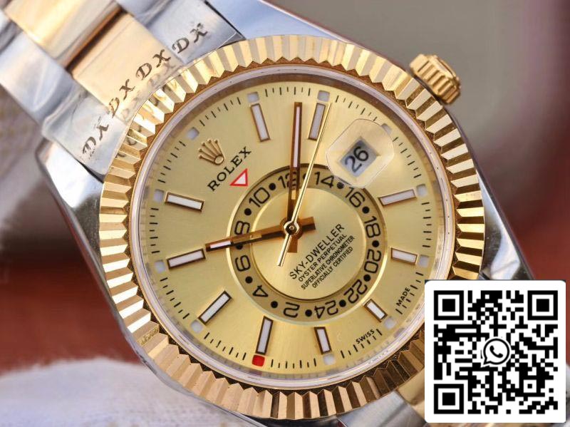 Rolex SKY-DWELLER 326938-72418 Melhor Edição 1:1 Melhor Fabrica Mostrador Dourado