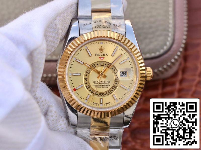 Rolex SKY-DWELLER 326938-72418 Melhor Edição 1:1 Melhor Fabrica Mostrador Dourado