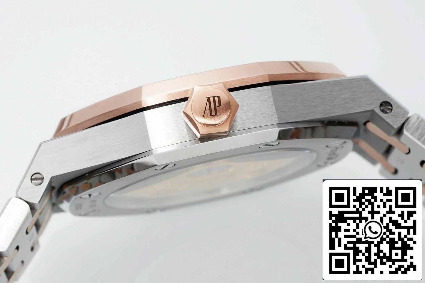 Audemars Piguet Royal Oak 15450SR.OO.1256SR.01 APS Fabbrica 1:1 edizione migliore V3 quadrante bianco Rosa Oro and Acciaio