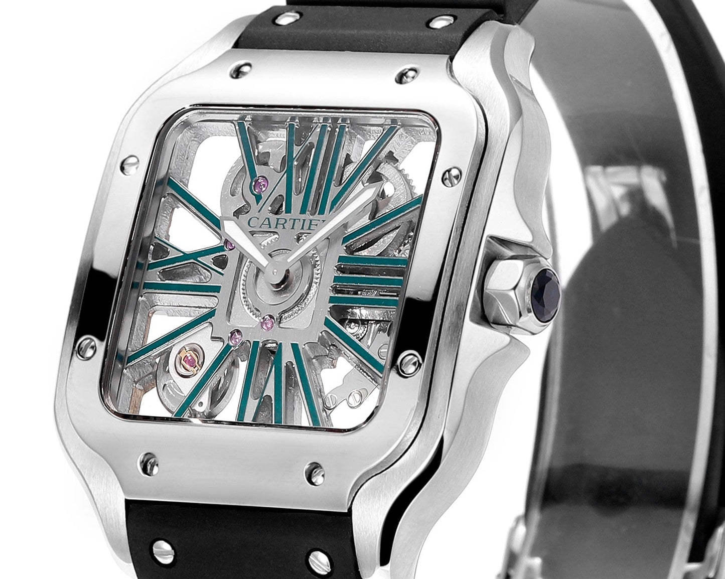 Cartier Santos Skeleton 40mm THB Fabbrica 1:1 Best Edition Caja blanca y cinturón negro