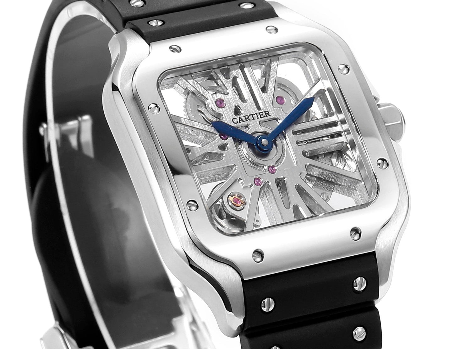 Cartier Santos Skeleton 40mm THB Fabbrica 1:1 Best Edition Caja blanca y cinturón negro