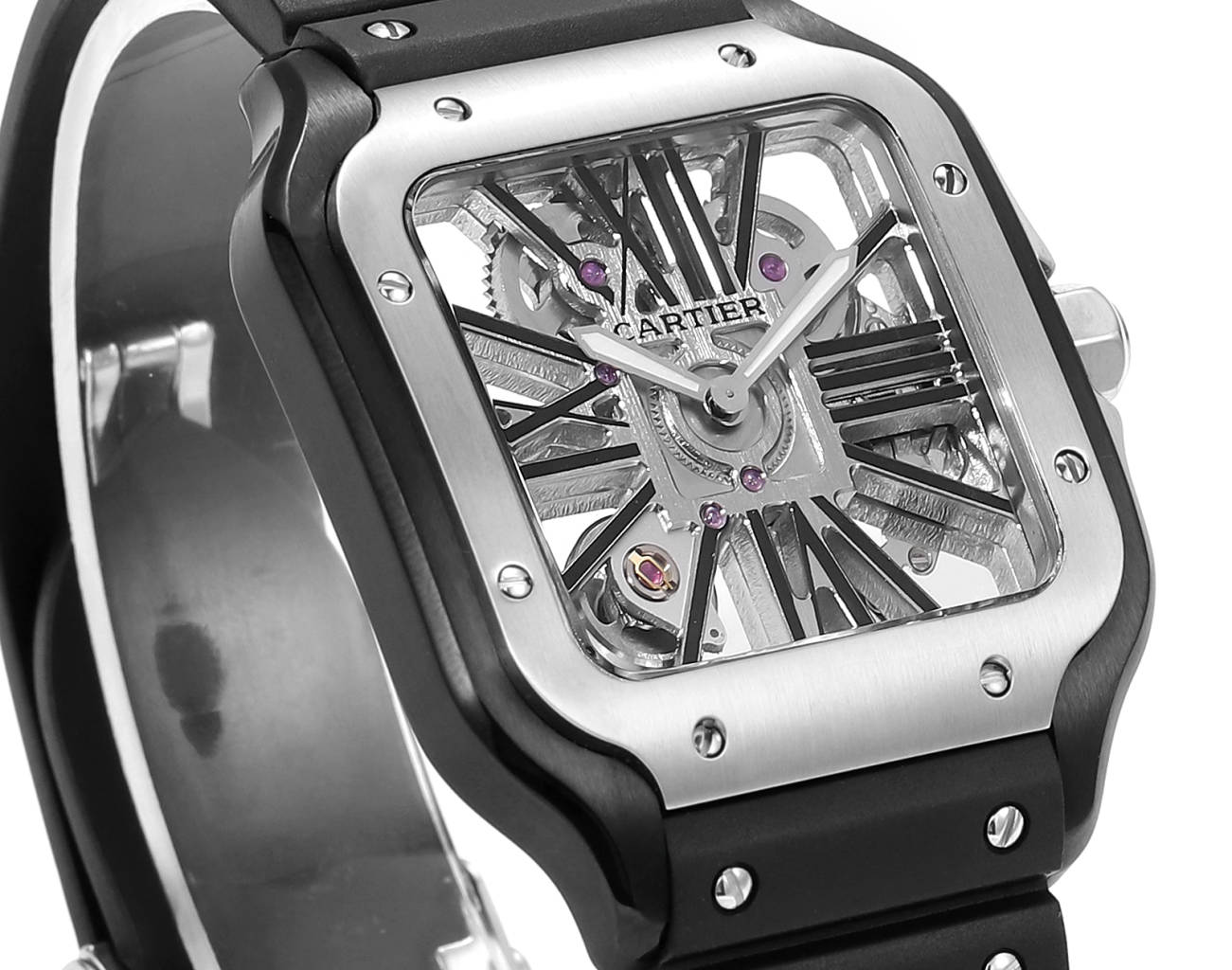 Cartier Santos Skeleton 40 mm THB Fabbrica 1:1 Best Edition Bisel blanco y caja negra