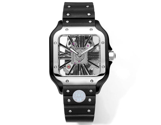 Cartier Santos Skeleton 40mm THB Fabrica 1:1 Best Edition Moldura branca e caixa preta