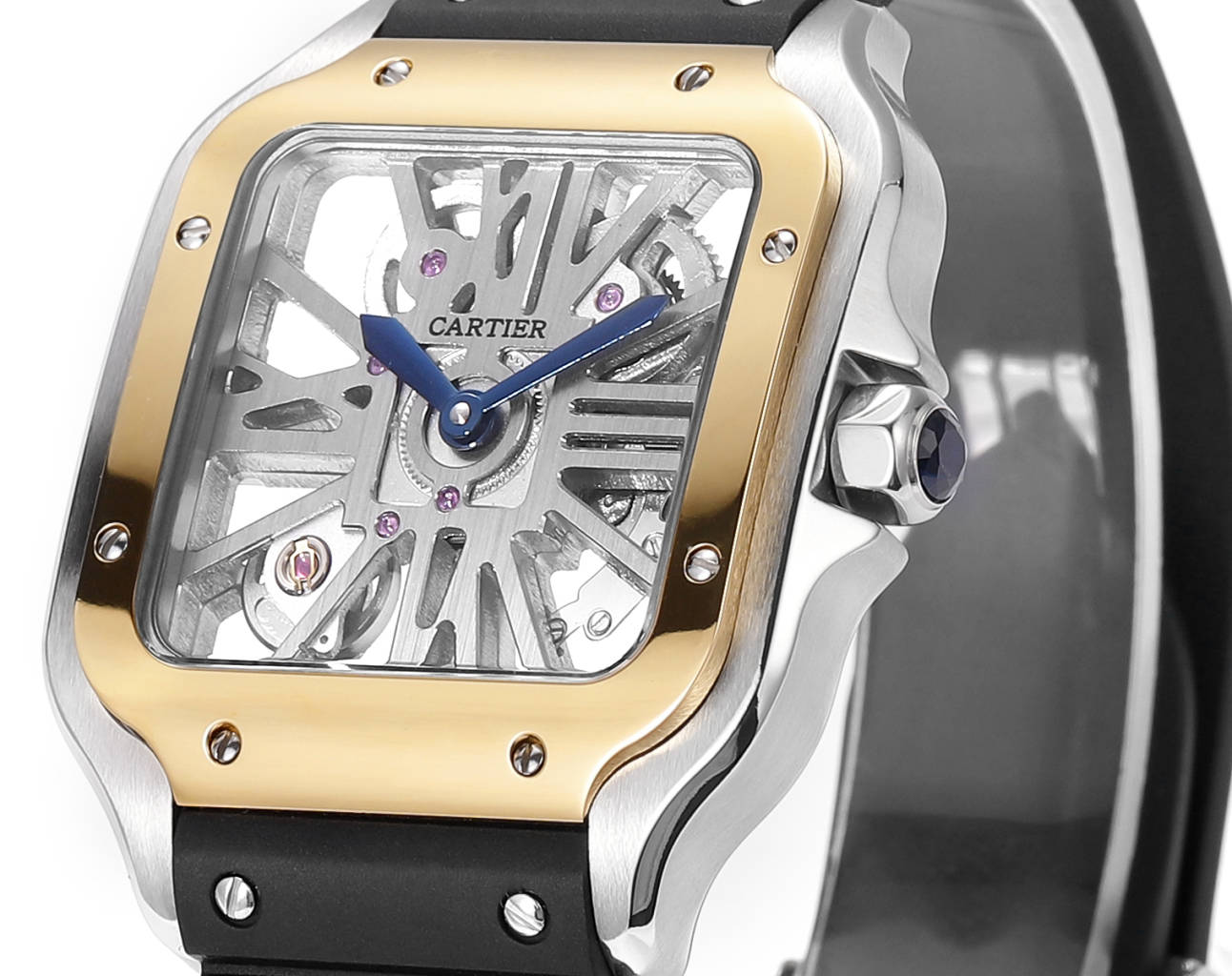 Cartier Santos Skeleton 40 mm THB Fabbrica 1:1 Best Edition Bisel dorado y caja blanca