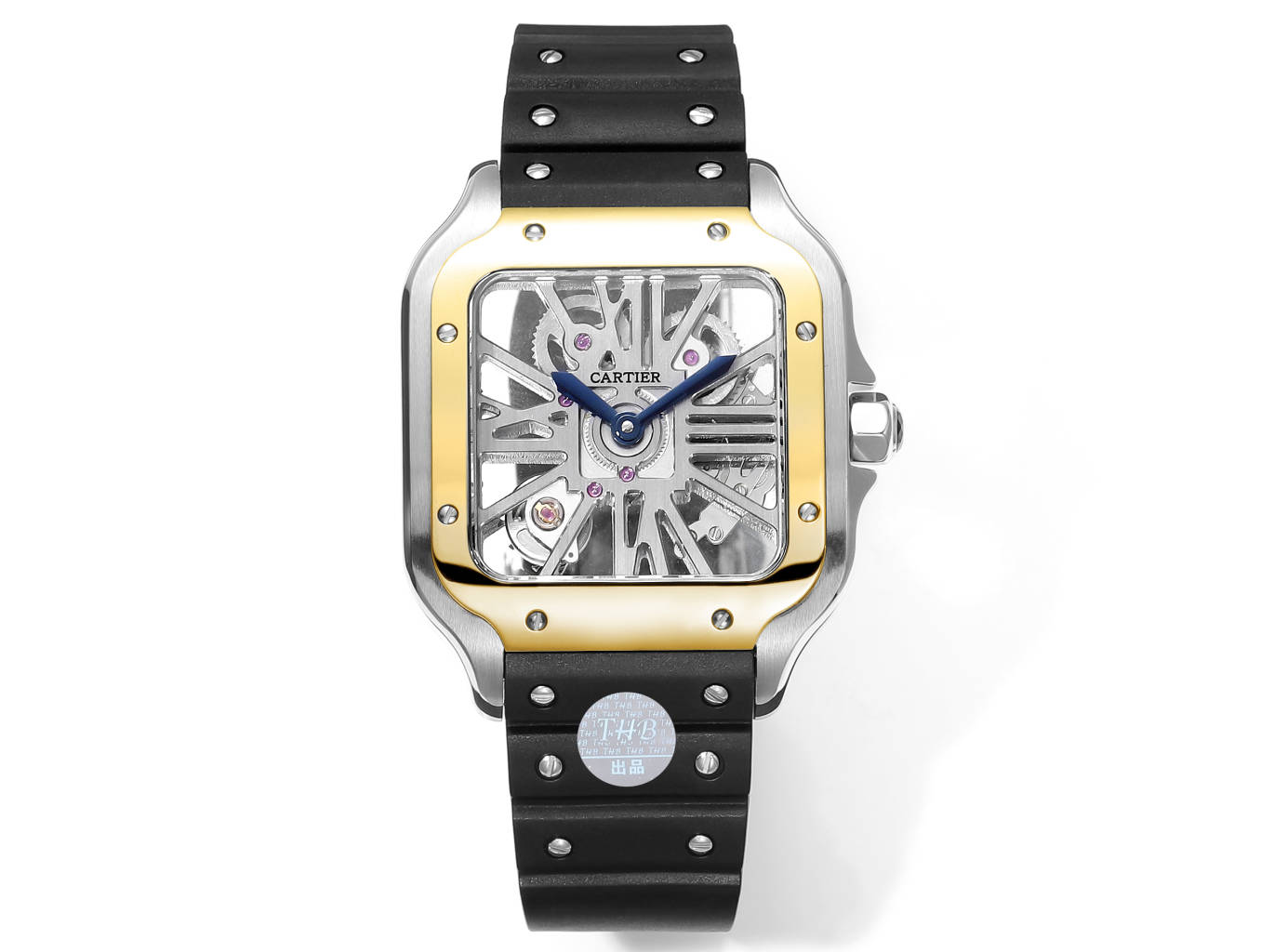 Cartier Santos Skeleton 40 mm THB Fabbrica 1:1 Best Edition Bisel dorado y caja blanca
